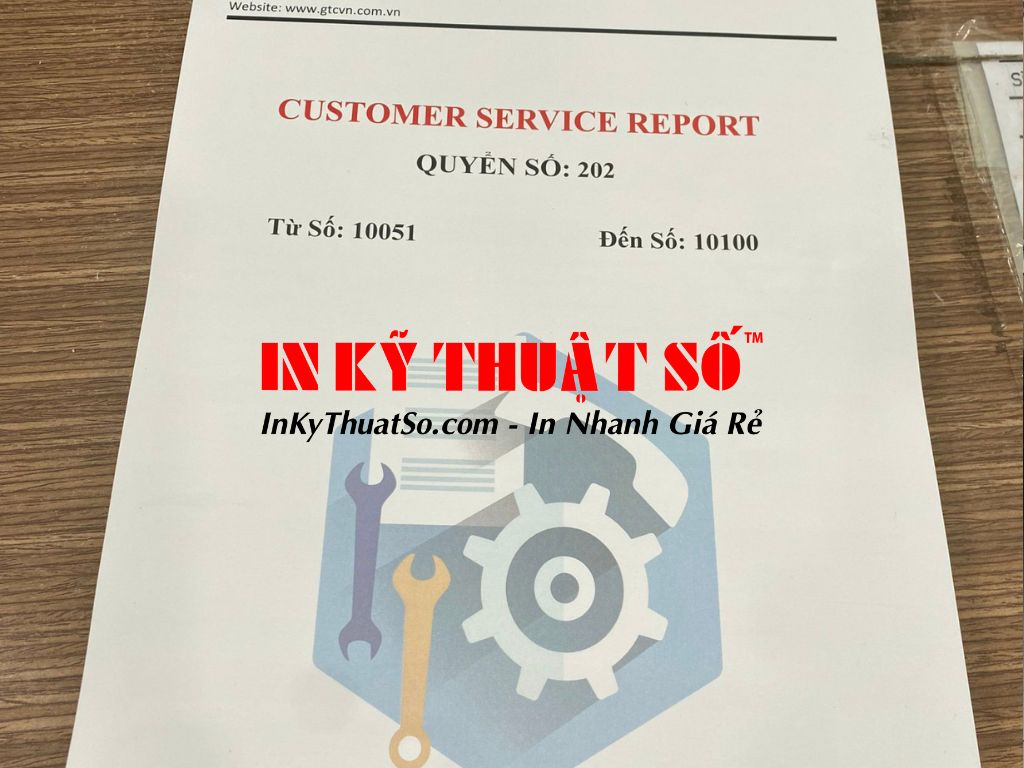 In phiếu giấy song ngữ Việt - Anh Customer Service Report - In Kỹ Thuật Số since 2006