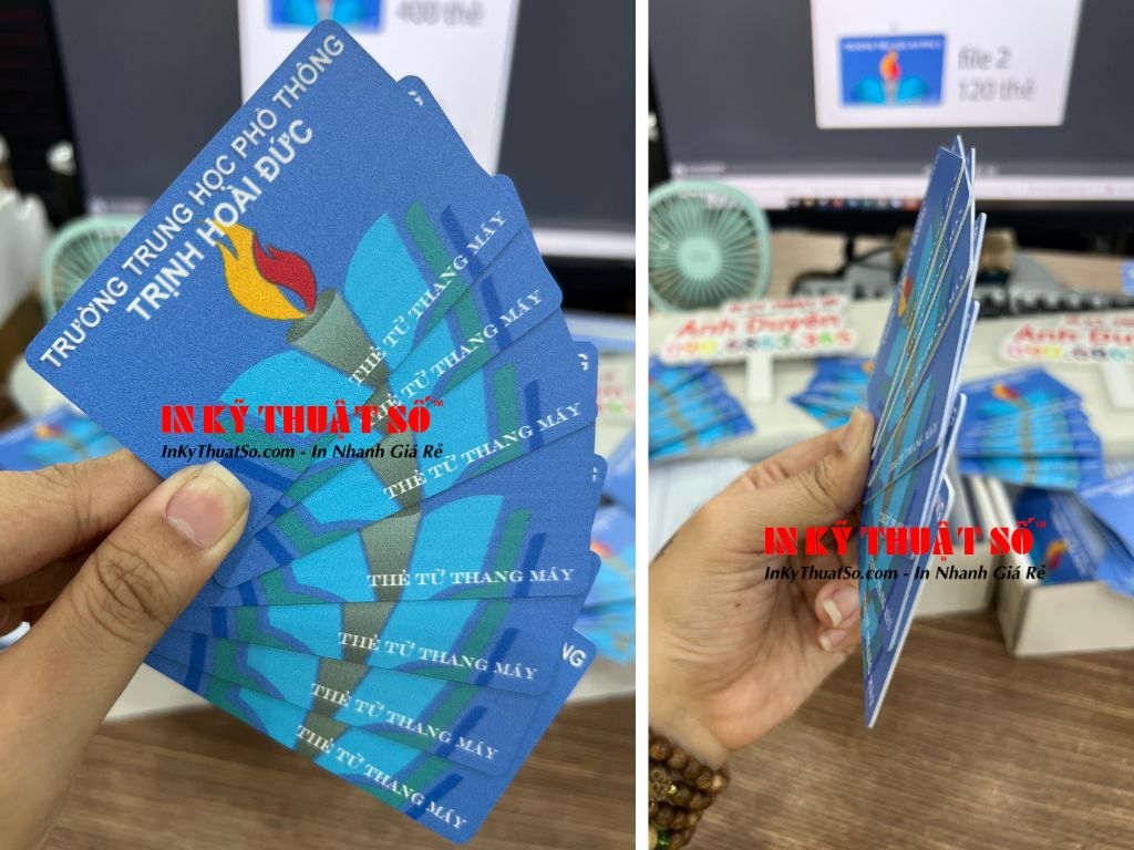 In thẻ từ thang máy trường THPT bằng công nghệ in UV - In Kỹ Thuật Số since 2006