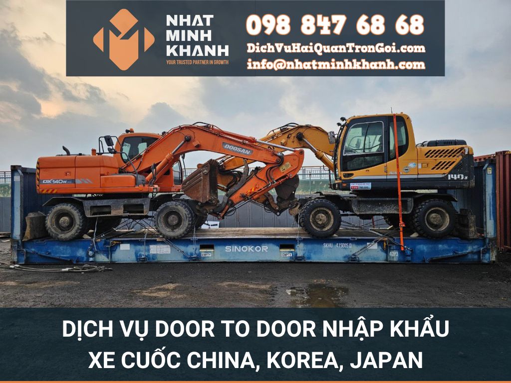 Dịch vụ Door to Door nhập khẩu xe cuốc China, Korea, Japan