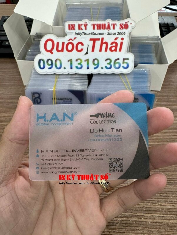 In Name card Laser chất liệu nhựa trong PVC ép mờ sần, bo góc chuẩn thẻ ATM - In Kỹ Thuật Số Since 2006