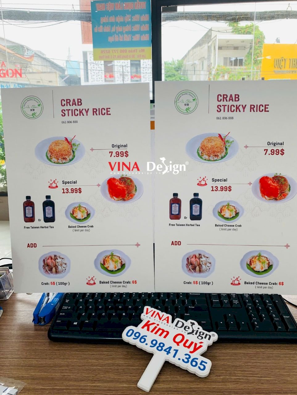 In menu Formex khổ A3 làm tấm menu cầm tay quán ăn vặt Đài Loan, hàng gửi đi nước ngoài - VINADESIGN