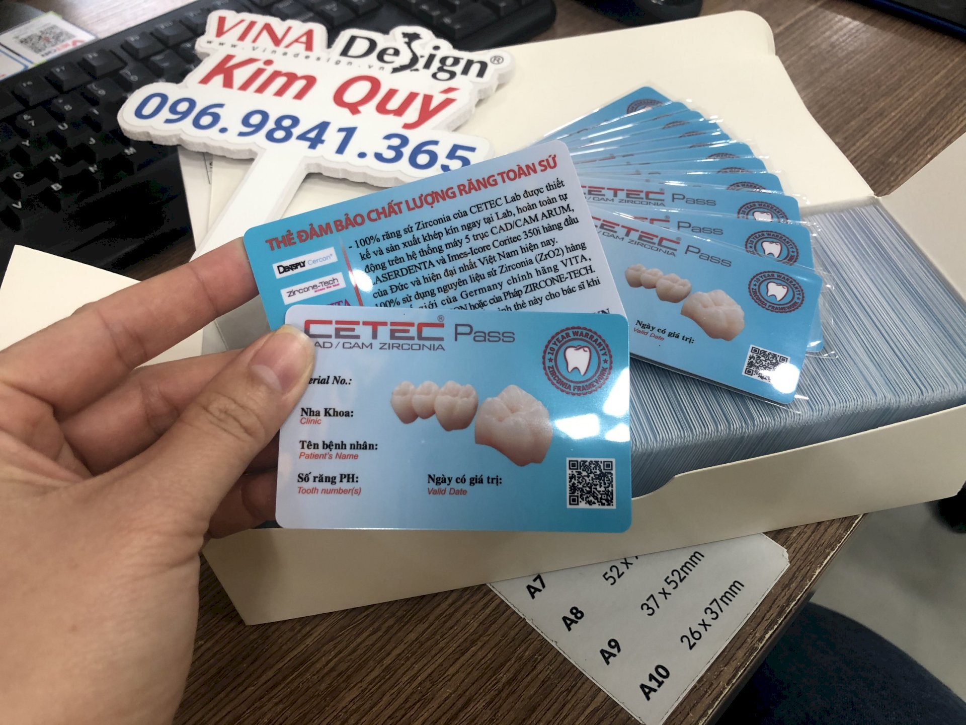 Thẻ bảo hành răng sứ, Warranty Card in thẻ nhựa theo yêu cầu - VINADESIGN