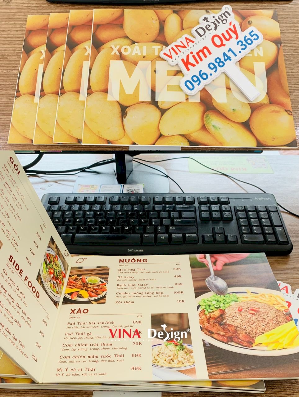 Menu quán ăn Thái, menu dạng cuốn gập mở in PP dán Formex - VINADESIGN