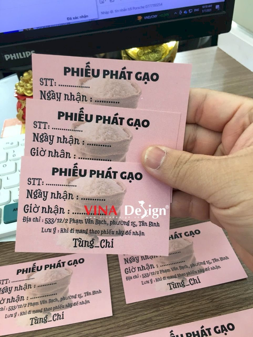 Phiếu nhận gạo, phát gạo từ thiện in theo yêu cầu - VINADESIGN