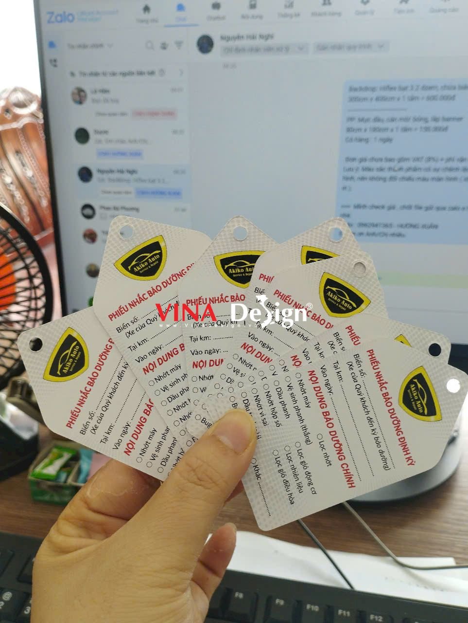 In tag treo giấy làm thẻ nhắc bảo dưỡng ô tô định kỳ cho Trung tâm chăm sóc xe ô tô - VINADESIGN