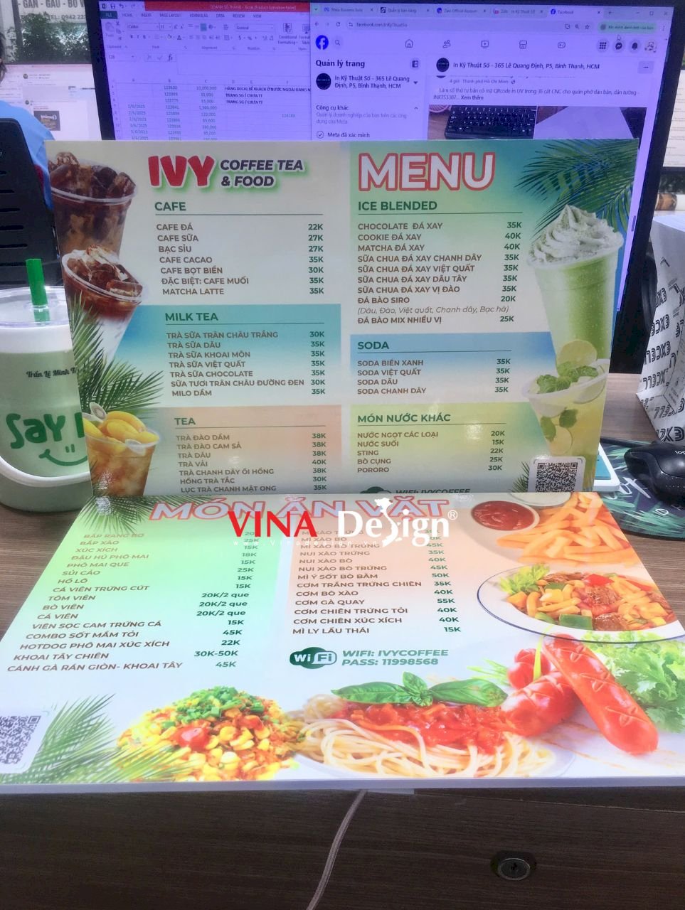 In ấn menu quán coffee tea & food, in PP cán Format 02 mặt - VINADESIGN