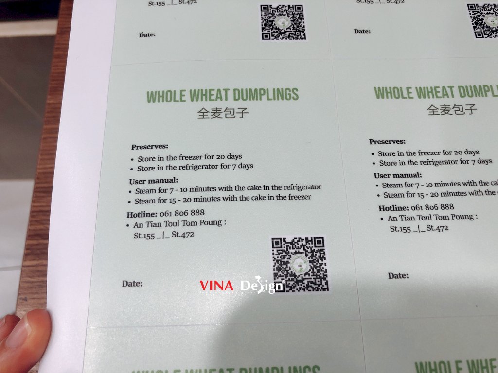 In tem nhãn thực phẩm, nhãn dán bao bì sản phẩm bánh bao nguyên cám song ngữ Trung - Anh - VINADESIGN