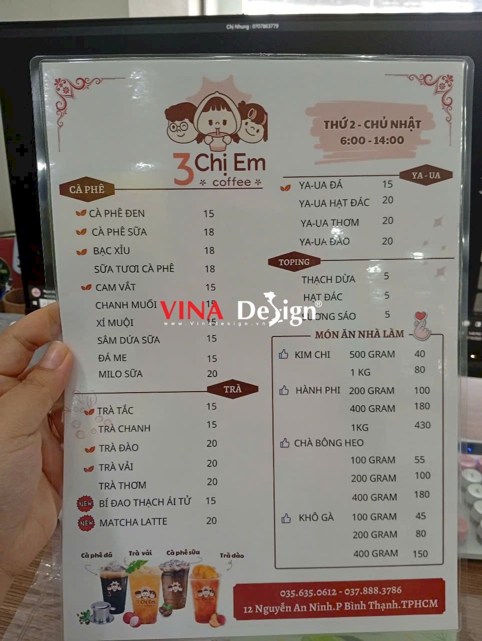 In menu ép nhựa plastic làm menu cầm tay đẹp, giá rẻ cho quán cà phê - VINADESIGN
