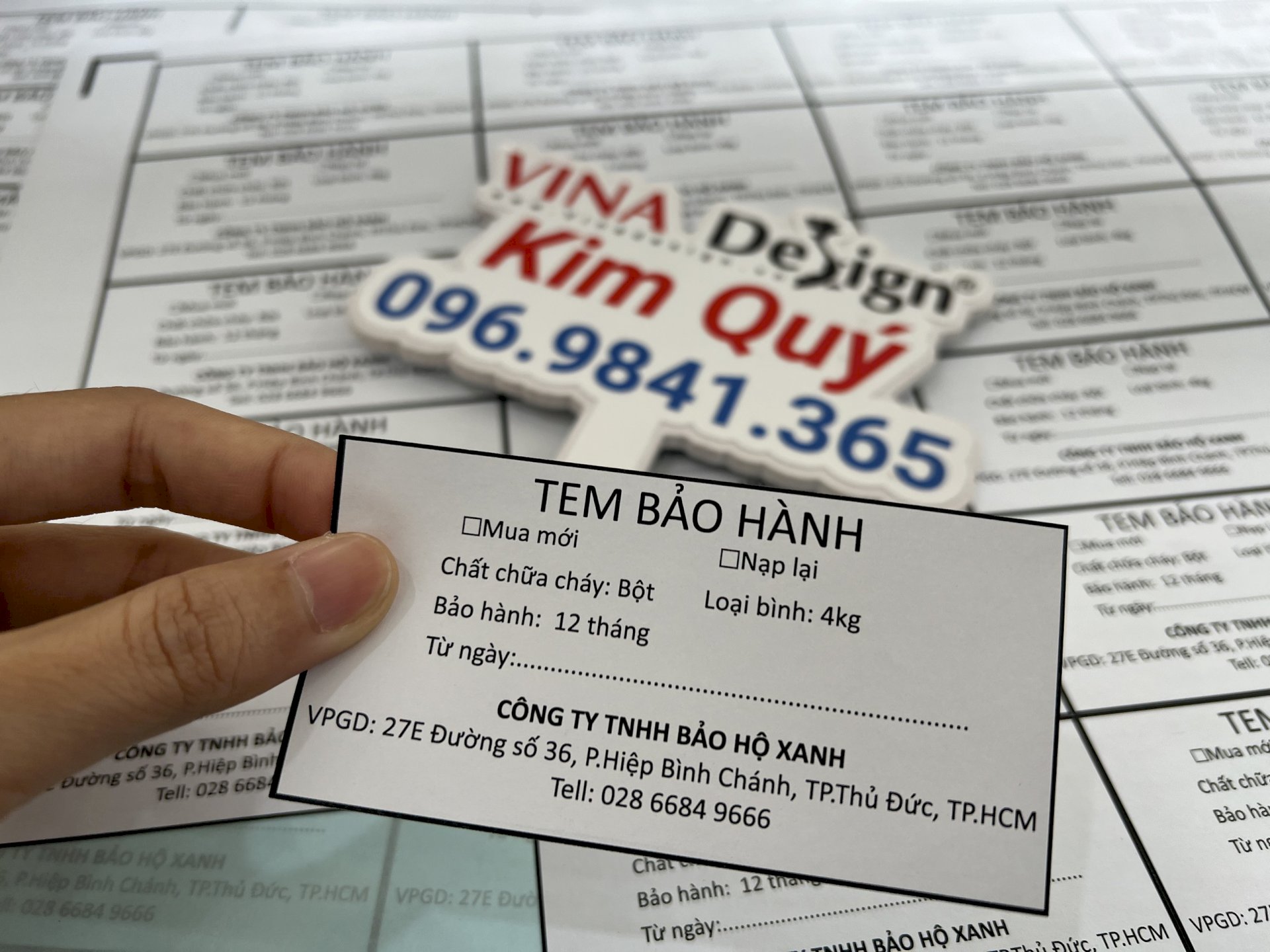 In tem bảo hành bình chữa cháy, in Decal giấy Fort - VINADESIGN