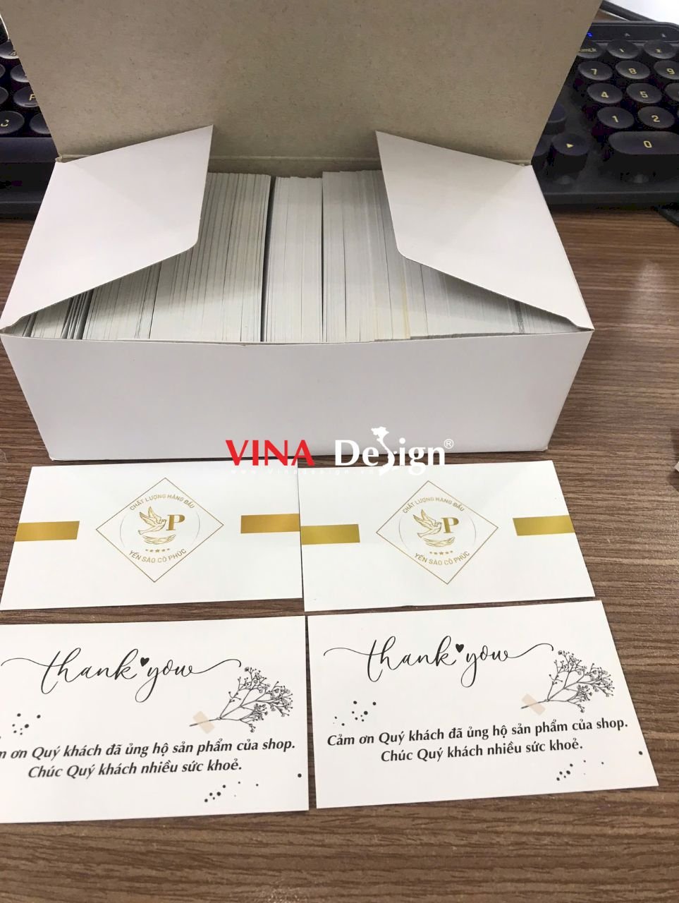 In card cảm ơn shop yến sào - In Offset số lượng lớn giấy C300gsm - VINADESIGN