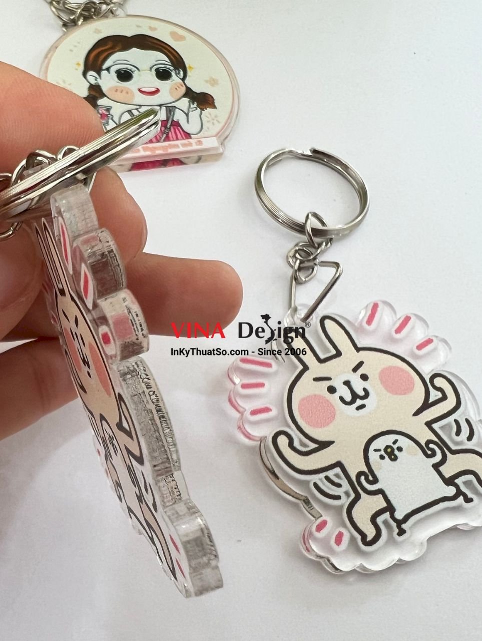 In móc khóa mica hình thỏ Usagi gà Piske thỏ Kanahei - VINADESIGN