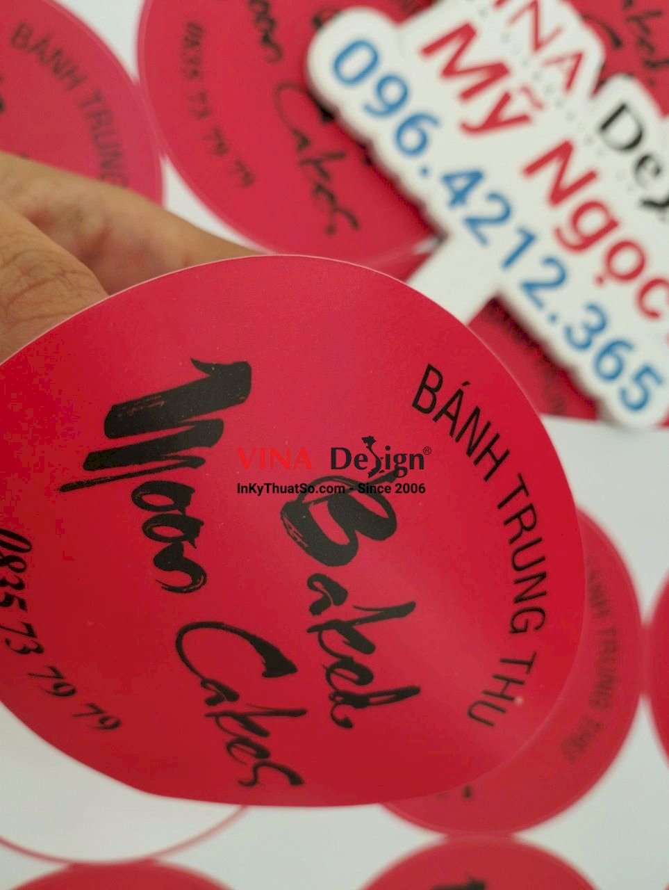 In tem nhãn bánh trung thu, tem dán hộp bánh in Decal sữa mực dầu - VINADESIGN