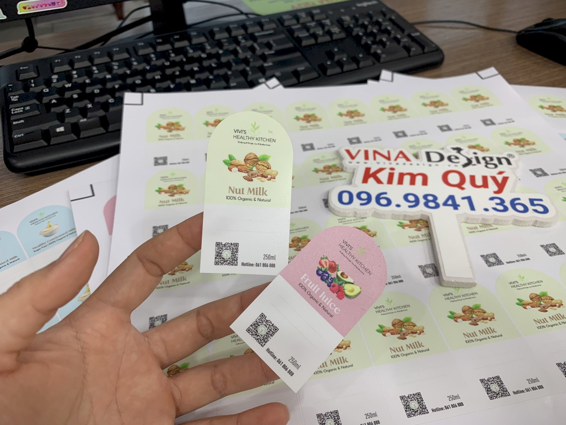 In tem nhãn Decal dán chai nước trái cây, sữa hạt - VINADESIGN