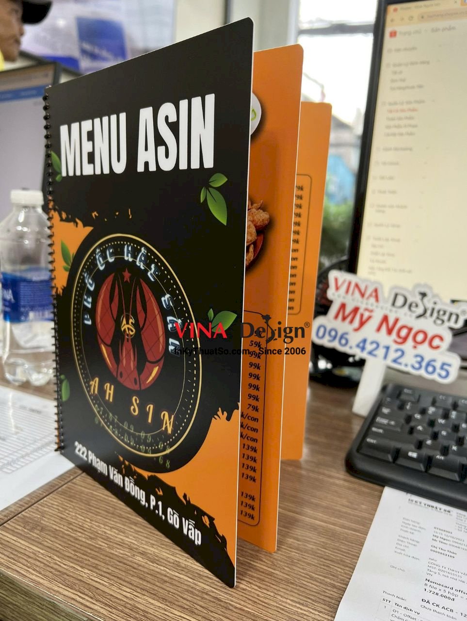 In menu nhựa dày chống nước, không cong vênh, đóng quyển gáy lò xo - VINADESIGN