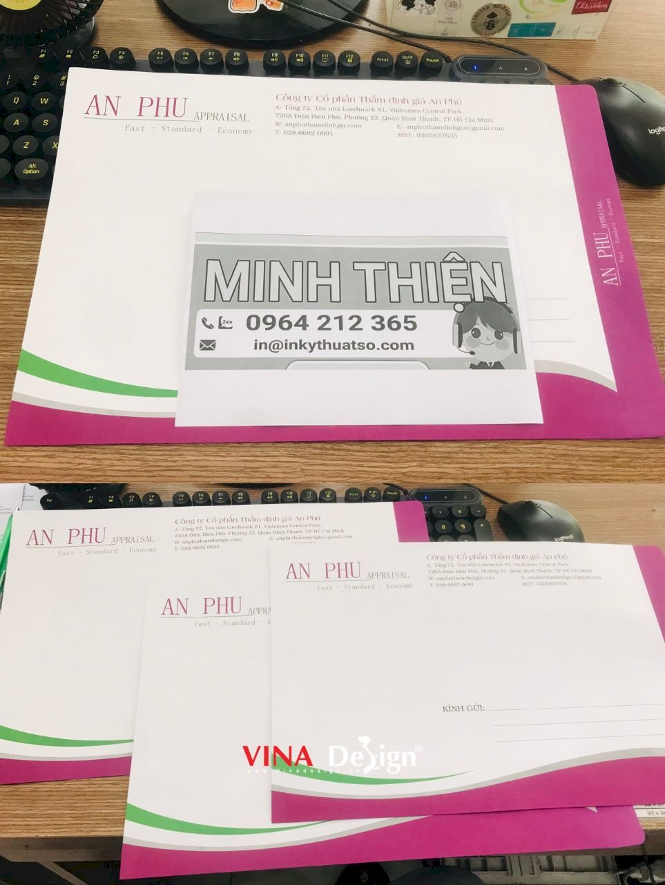 In bao thư công ty thẩm định giá,  bao thư lớn 25x35 cm, giấy Fort in offset - VINADESIGN