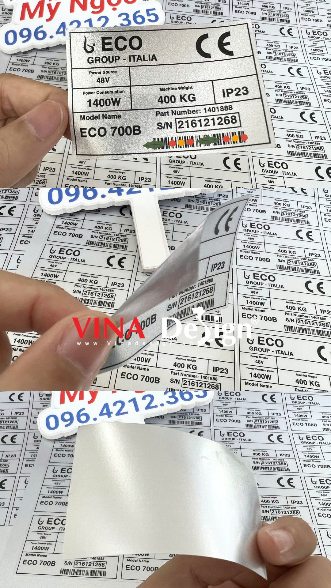 In tem decal xi bạc, tem nhãn máy móc thiết bị linh kiện điện tử - VINADESIGN