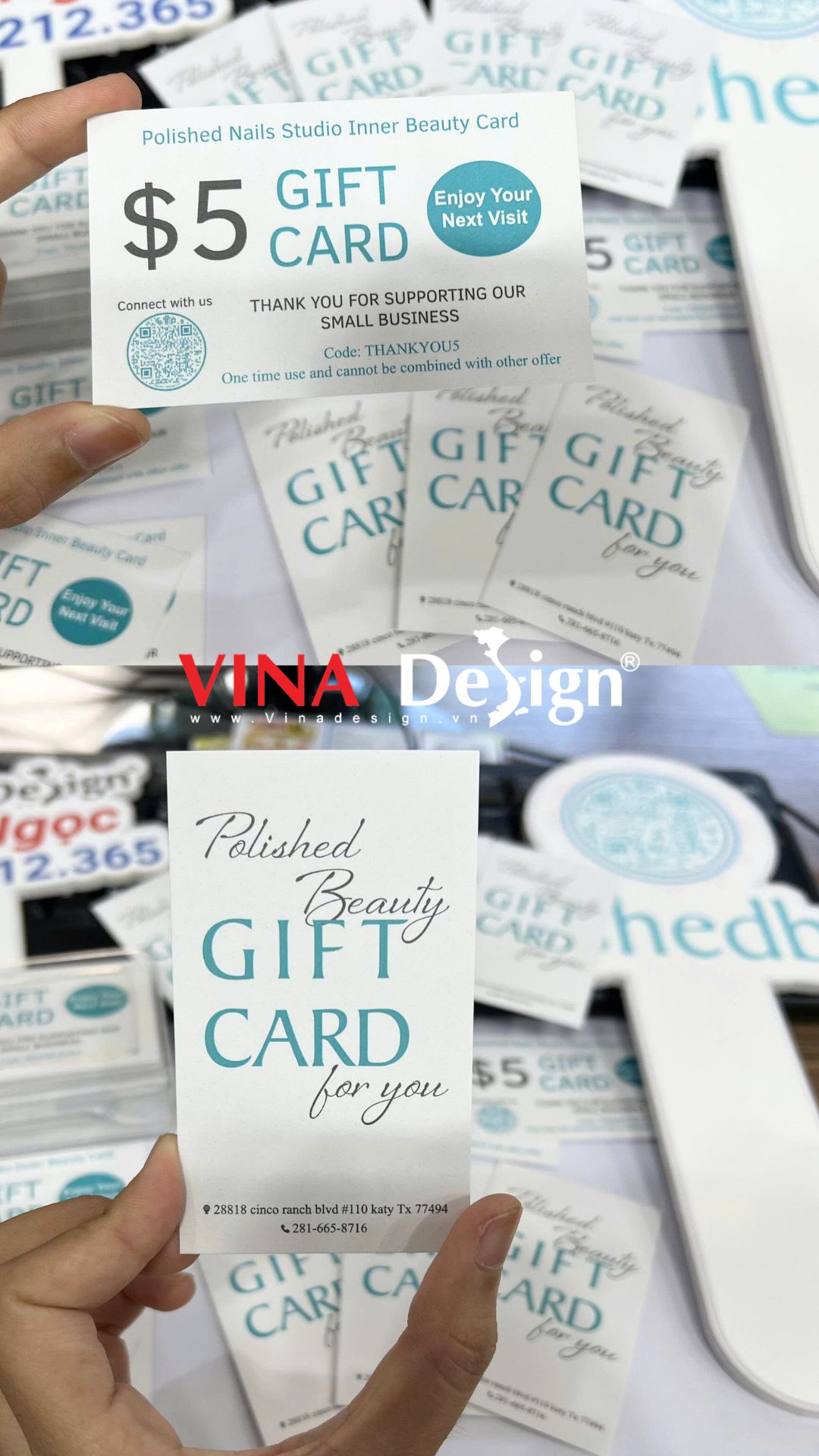 In voucher, gift card, thẻ quà tặng dịch vụ Nails - VINADESIGN