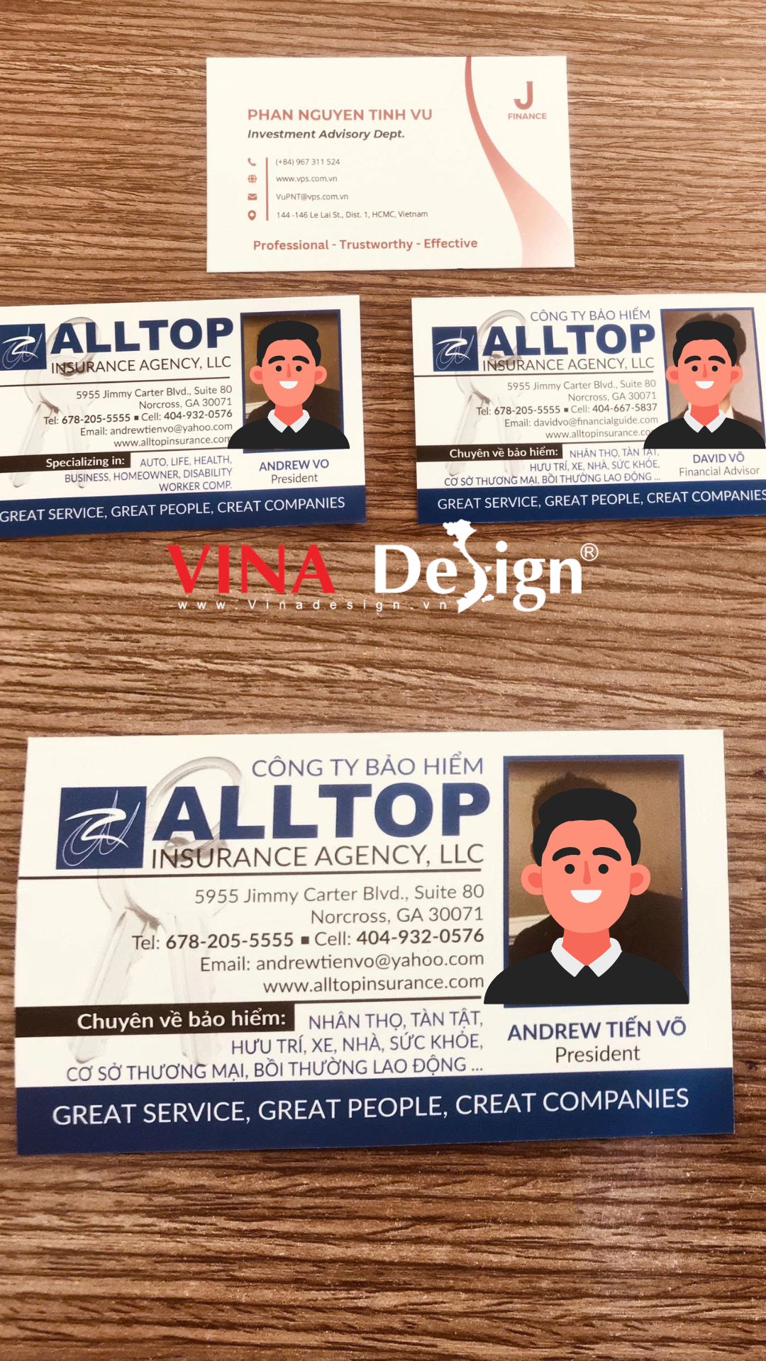 Card visit nhân viên công ty bảo hiểm có in hình, in name card Offset giá rẻ - VINADESIGN