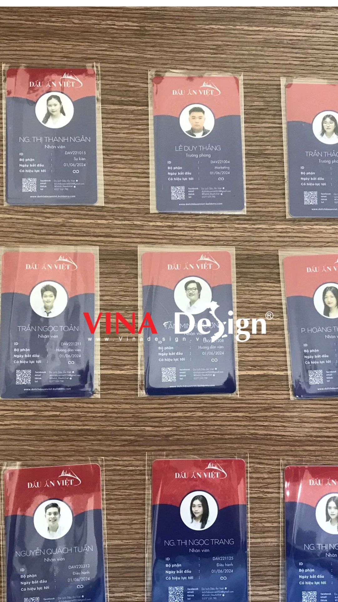 In thẻ nhân viên công ty, in thẻ nhựa 2 mặt, bo góc, ép bóng, in thẻ nhựa số lượng ít giá rẻ - VINADESIGN