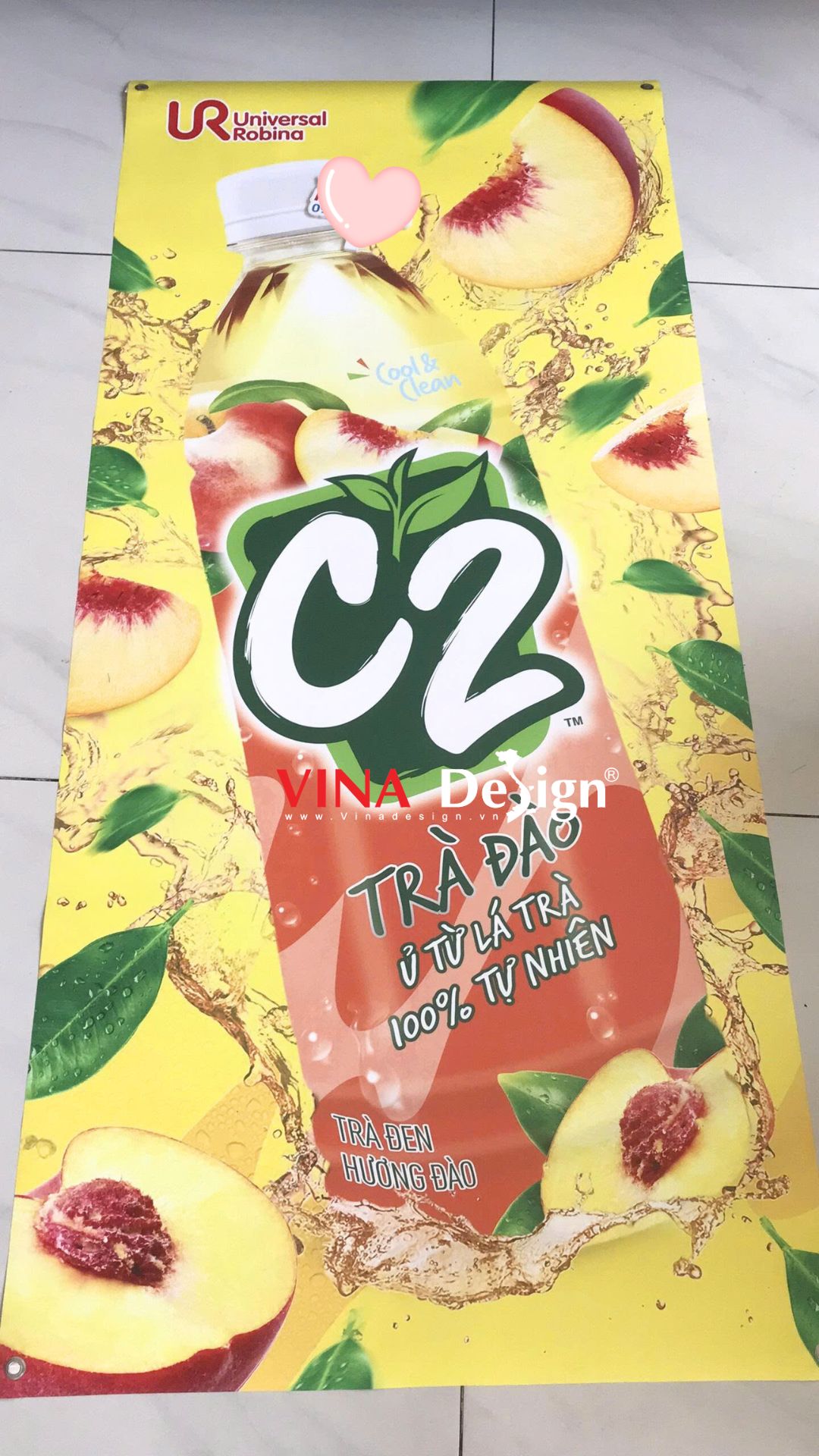In standee 80x180cm lắp chân X quảng cáo sản phẩm trà giải nhiệt đóng chai - VINADESIGN