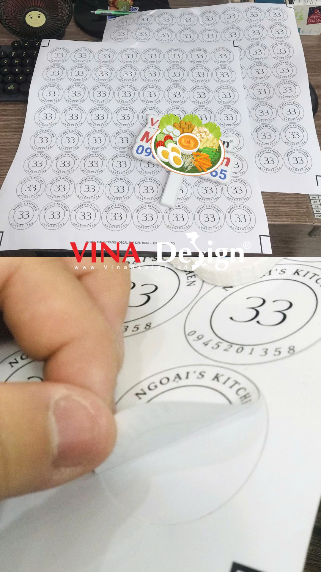 In tem nhãn decal dán sản phẩm thương hiệu bếp ăn online - VINADESIGN