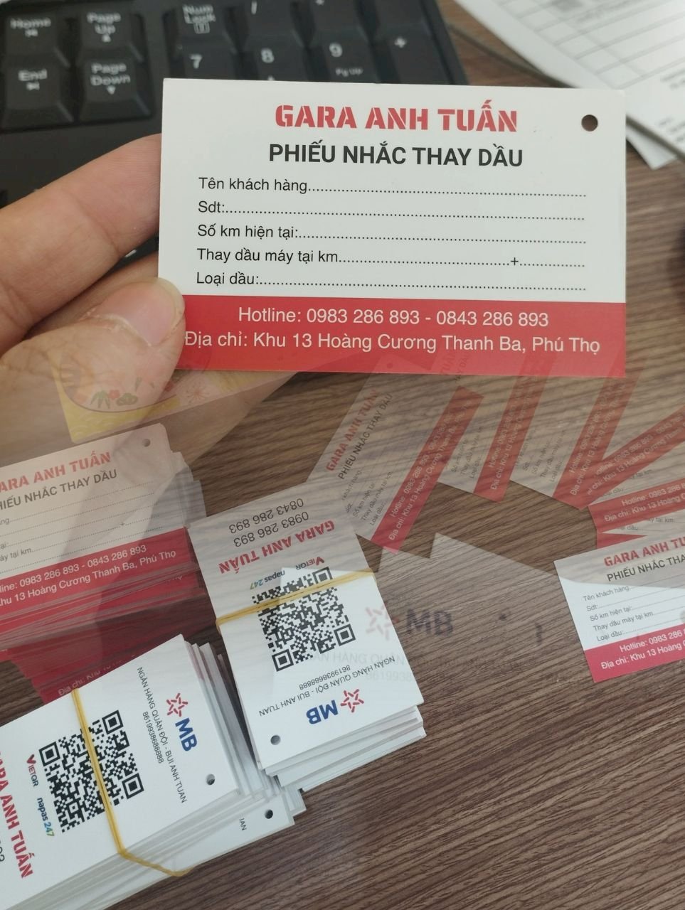 In thẻ nhắc bảo dưỡng cho Garage chăm sóc bảo dưỡng ô tô - VINADESIGN