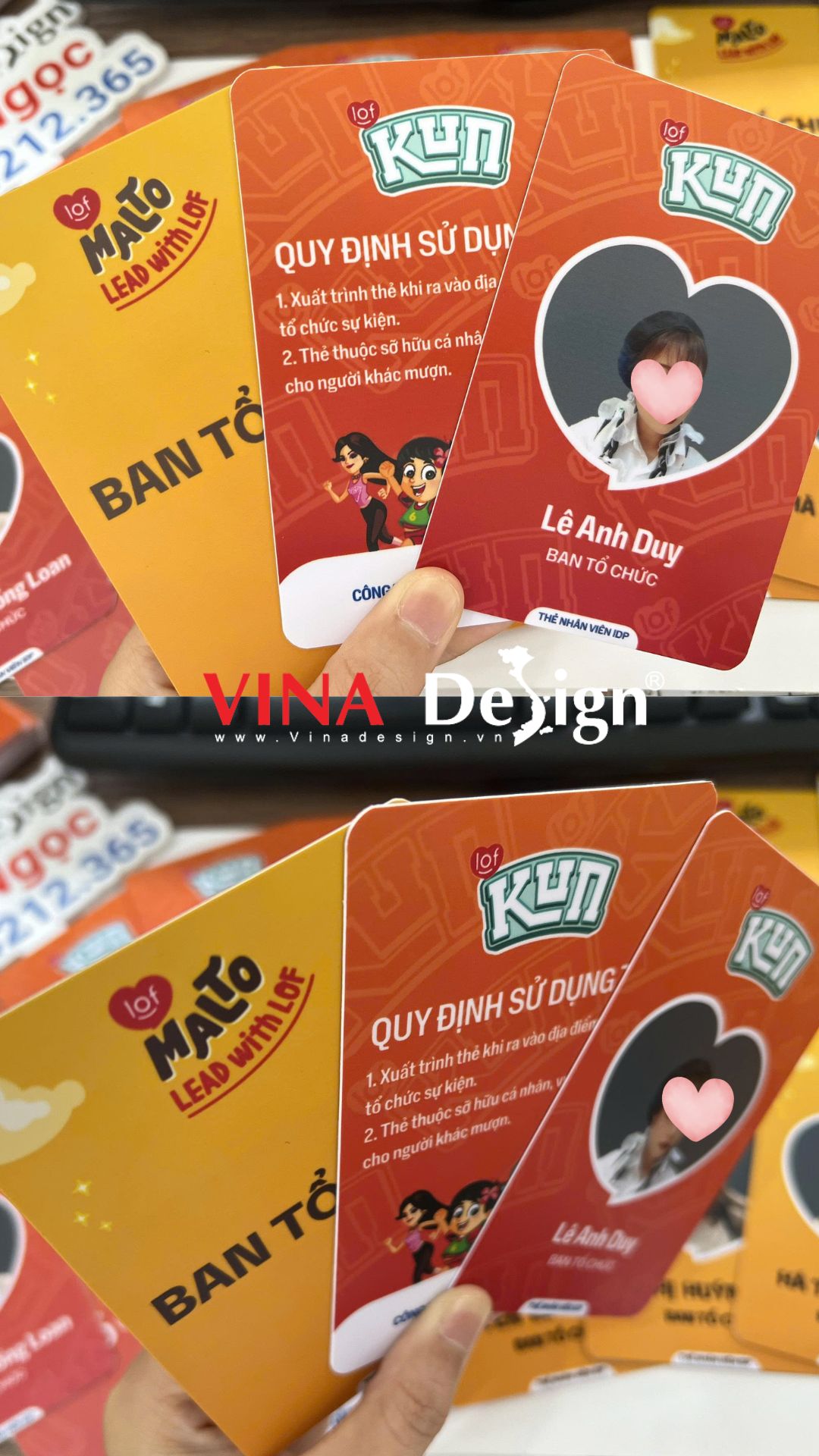 In thẻ đeo sự kiện, thẻ ban tổ chức sự kiện công ty sữa, in thẻ nhựa theo yêu cầu - VINADESIGN
