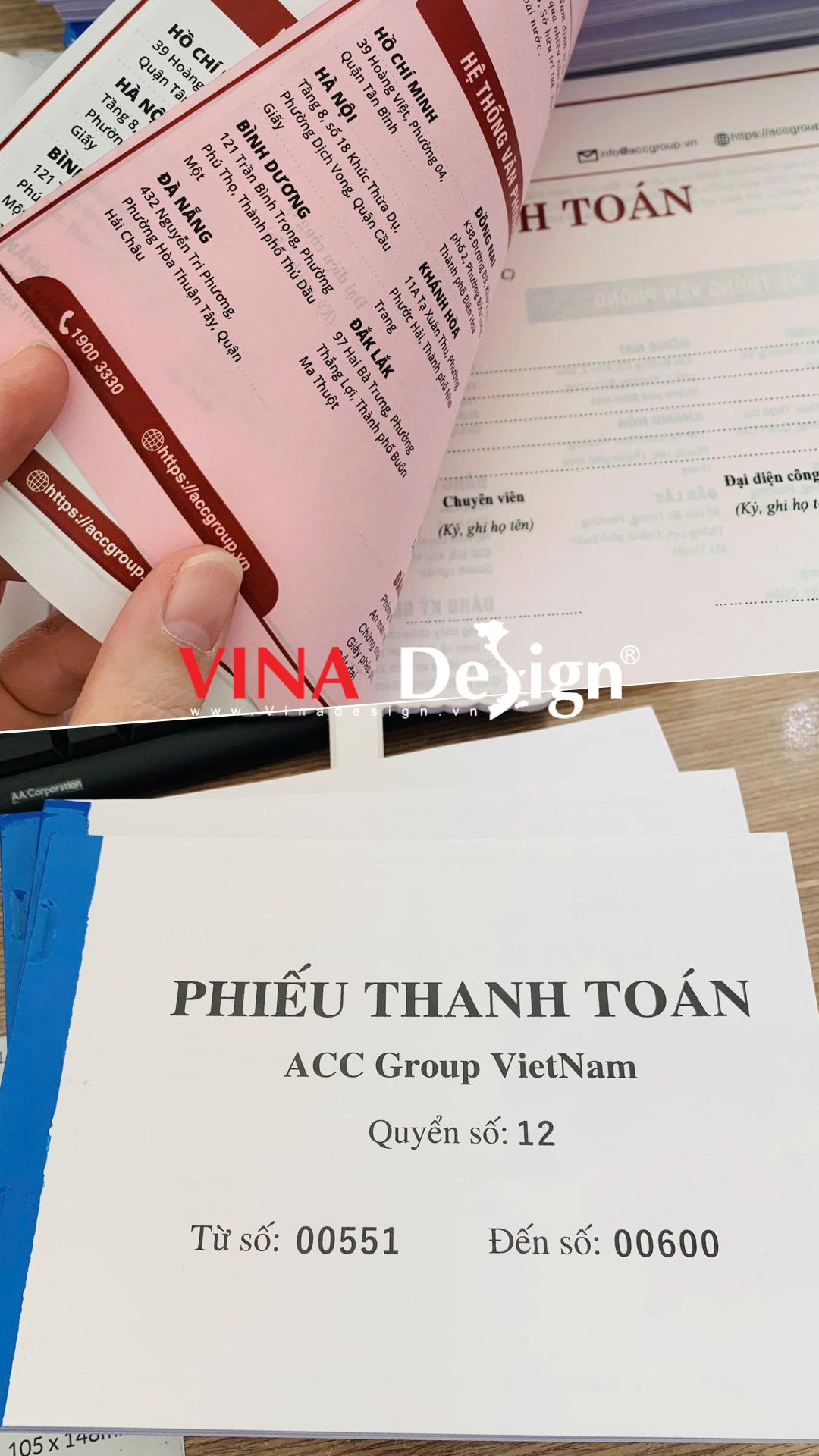 In biểu mẫu carbonless 2 liên quyển phiếu thanh toán cho công ty I VINADESIGN