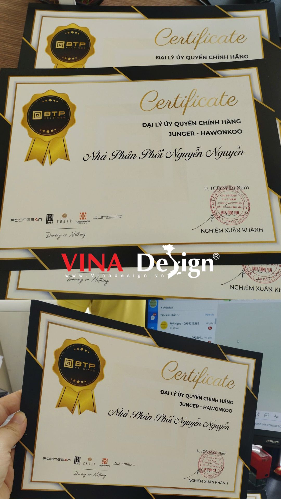 In giấy chứng nhận nhà phân phối, đại lý chính hãng - In giấy Ivory A4, cán màng mờ