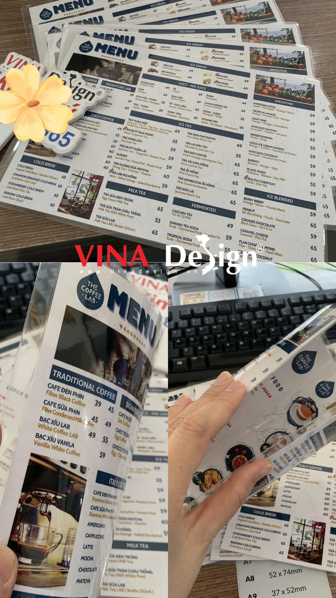 In menu giá rẻ, menu giấy ép plastic, in menu theo yêu cầu - VINADESIGN