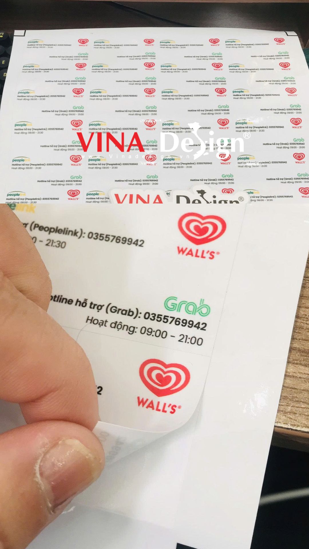 In Decal tem dán logo đối tác hỗ trợ hãng kem, tem nhãn chống nước - VINADESIGN