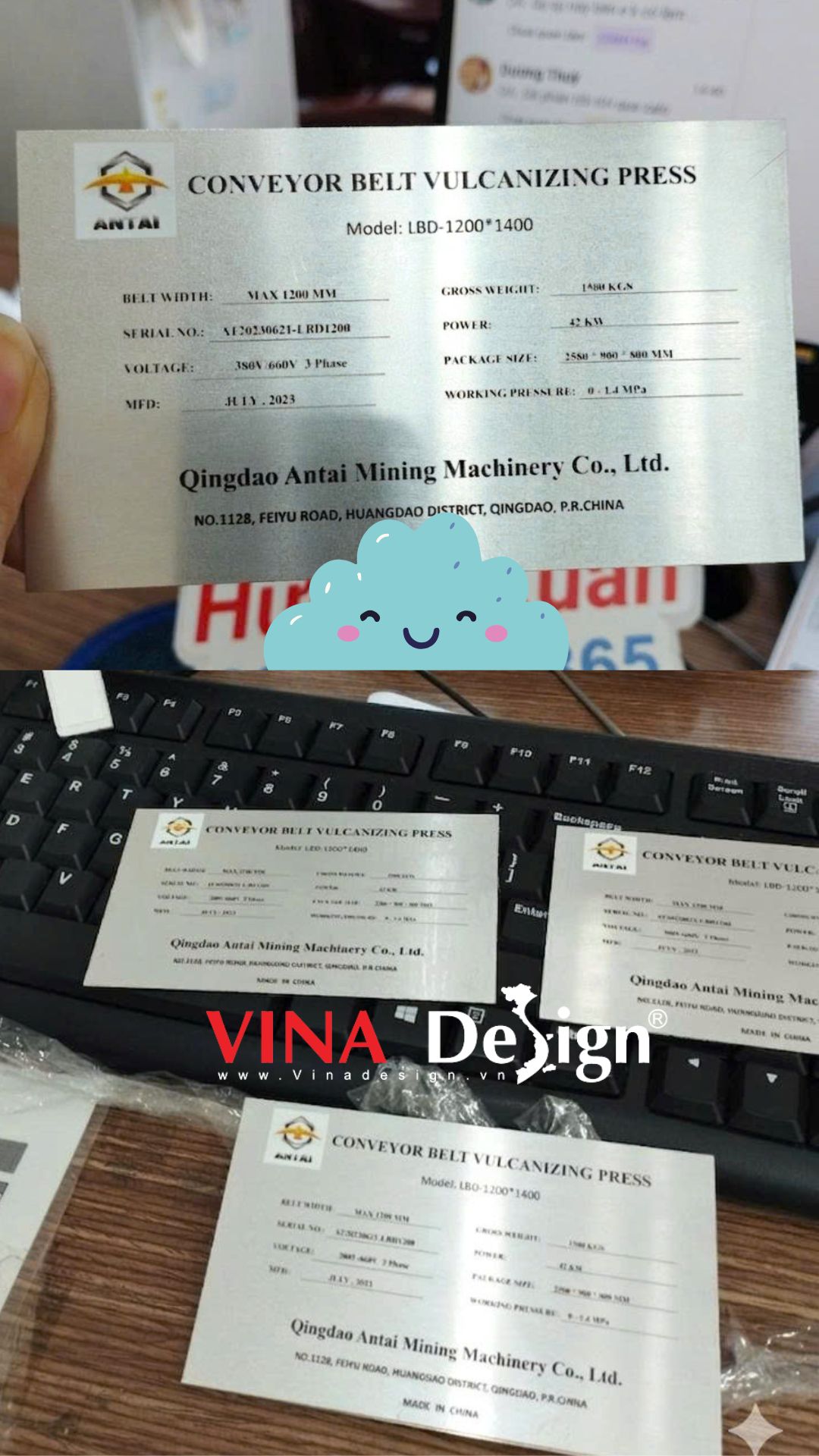 In tem nhãn kim loại gắn máy móc công nghiệp, in tem nhôm theo yêu cầu - VINADESIGN
