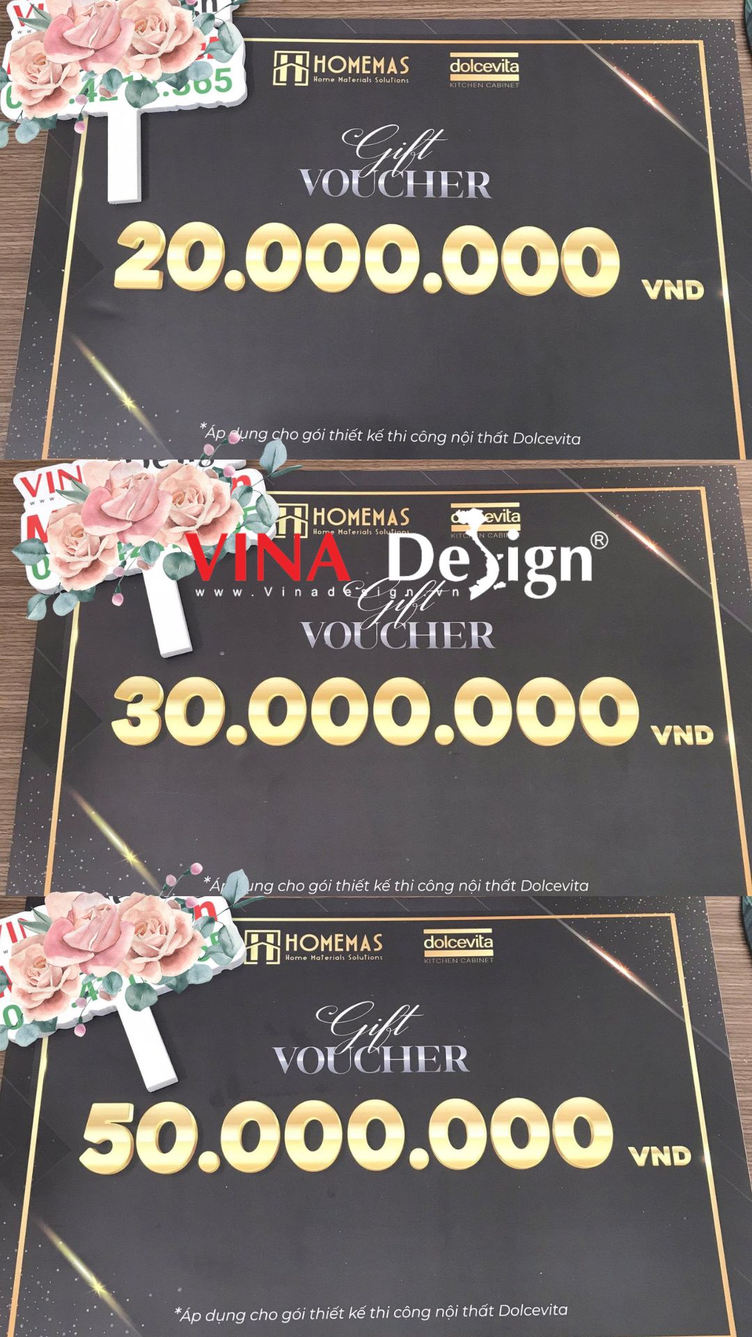 In bảng trao giải thưởng Giải Đặc Biệt, Gift Voucher sự kiện công ty - VINADESIGN