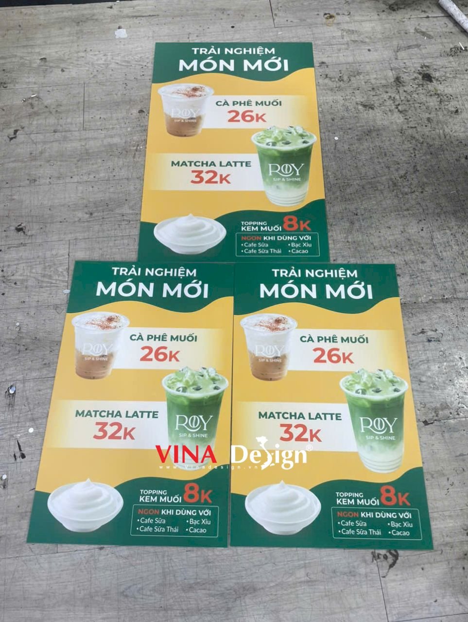 In poster bảng giá trải nghiệm món mới cho quán cafe, quán ăn vặt - VINADESIGN