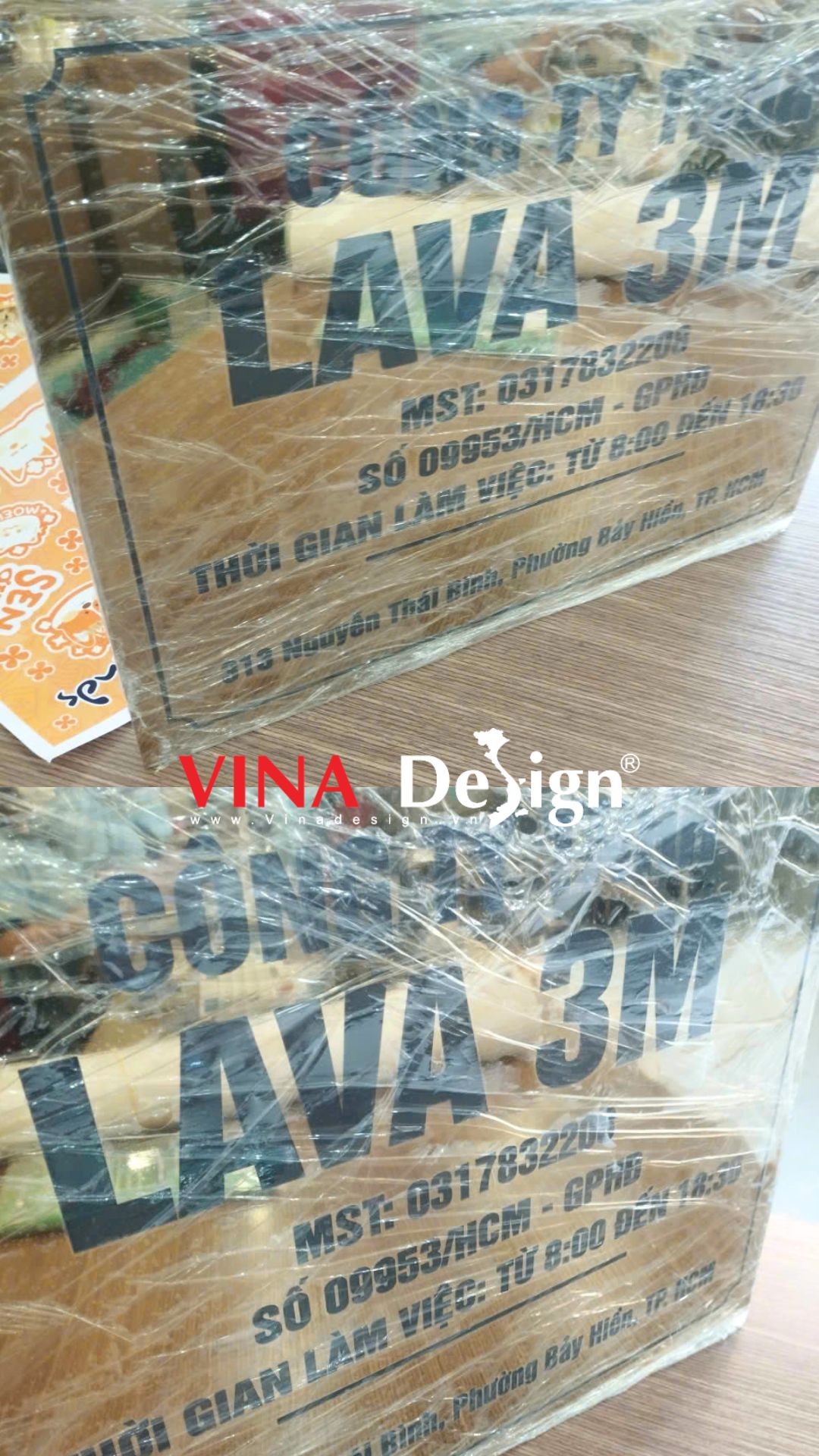 Biển hiệu công ty inox vàng in UV màu - VINADESIGN