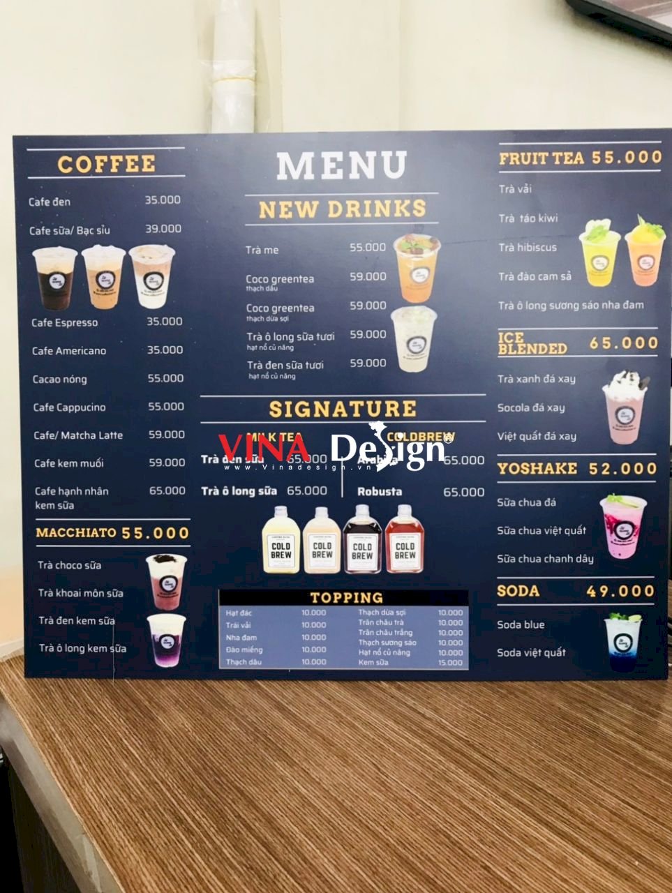 In PP cán Formex làm menu dán tường, menu treo quầy order thu ngân quán ăn, quán cafe - VINADESIGN