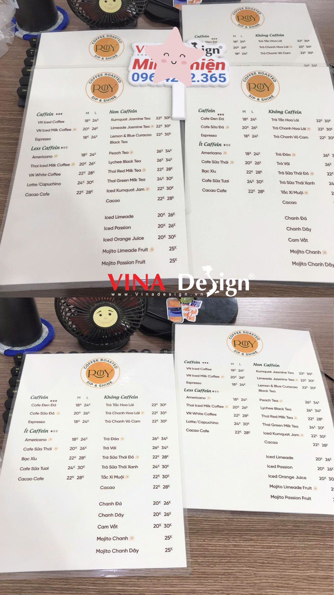 In nhanh menu giá rẻ, in menu ép plastic chống nước, menu cầm tay cho quán cà phê - VINADESIGN
