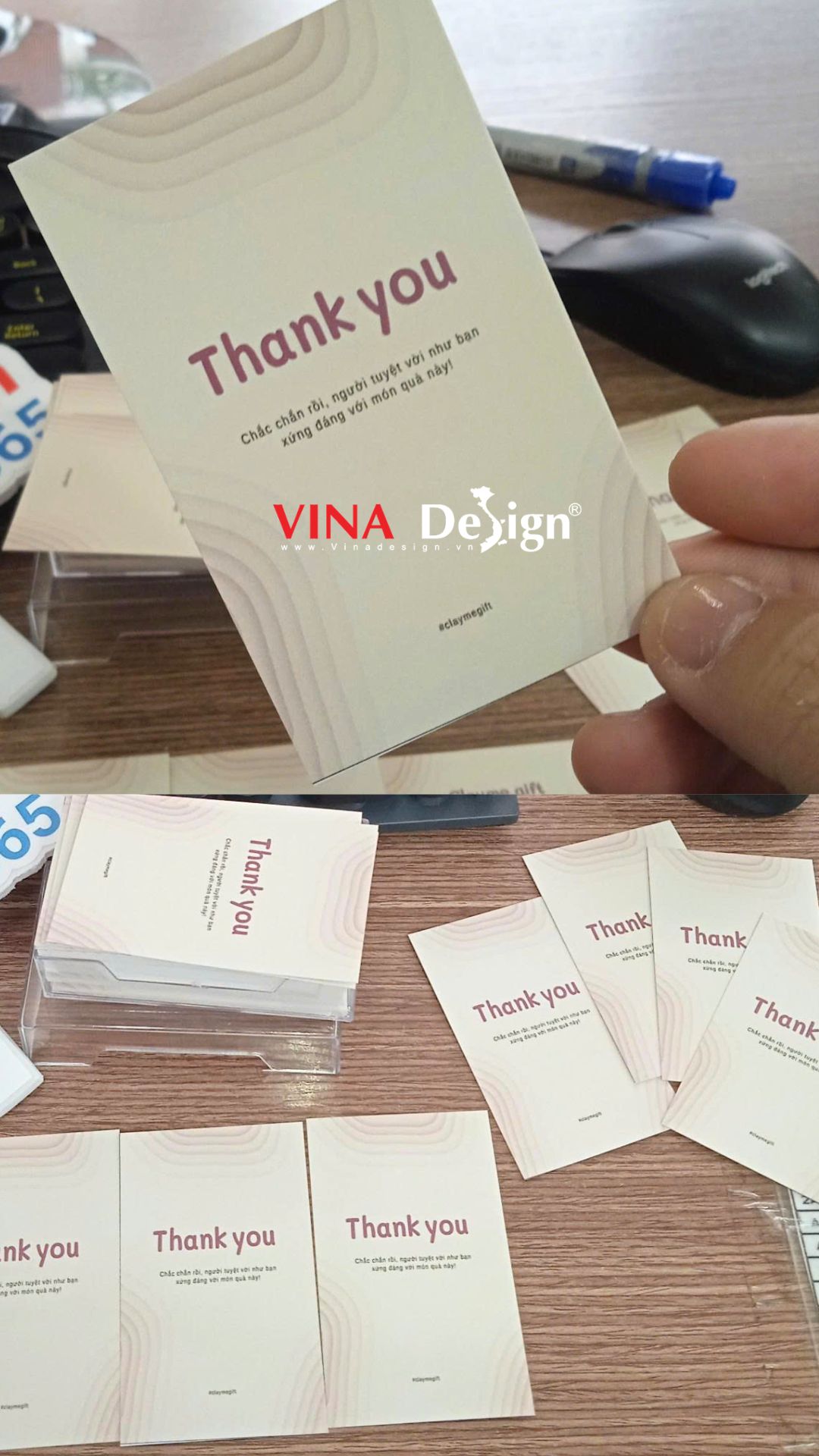In card Thank you theo yêu cầu cho Gift Shop, in card kỹ thuật số 1 hộp có hàng trong ngày - VINADESIGN