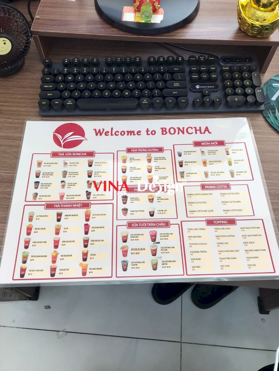 In menu theo yêu cầu, menu quán trà sữa in giấy ép plastic - VINADESIGN