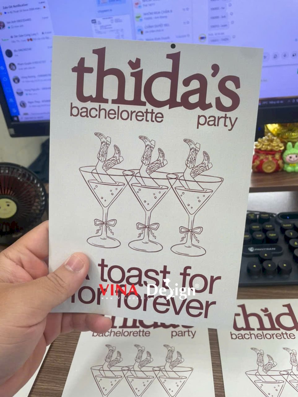 In thiệp số lượng ít lấy trong ngày, thiệp Bachelorette Party, thiệp mời tiệc độc thân in theo yêu cầu - VINADESIGN