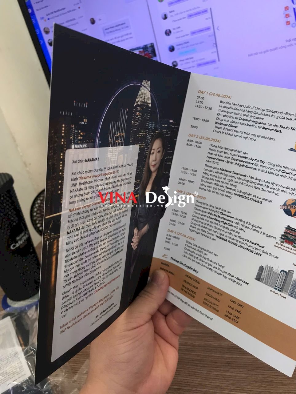 In tờ gấp lịch trình tour du lịch, tờ gấp 2 mặt khổ mở A4 - VINADESIGN