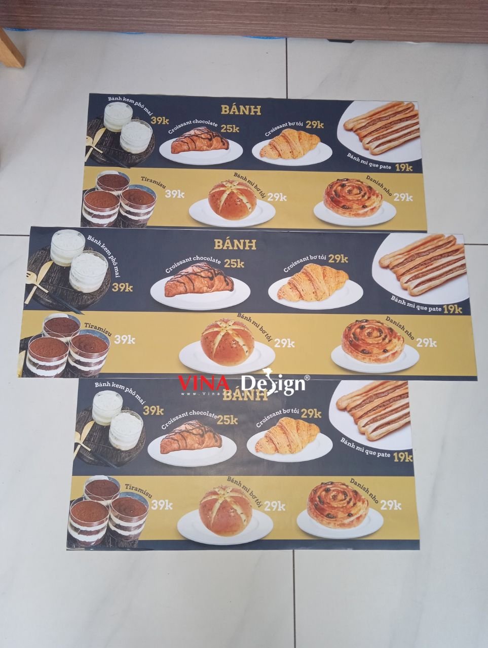 In decal làm bảng giá menu dán tường, dán kính cửa hàng bánh, quán cafe, quán ăn - VINADESIGN