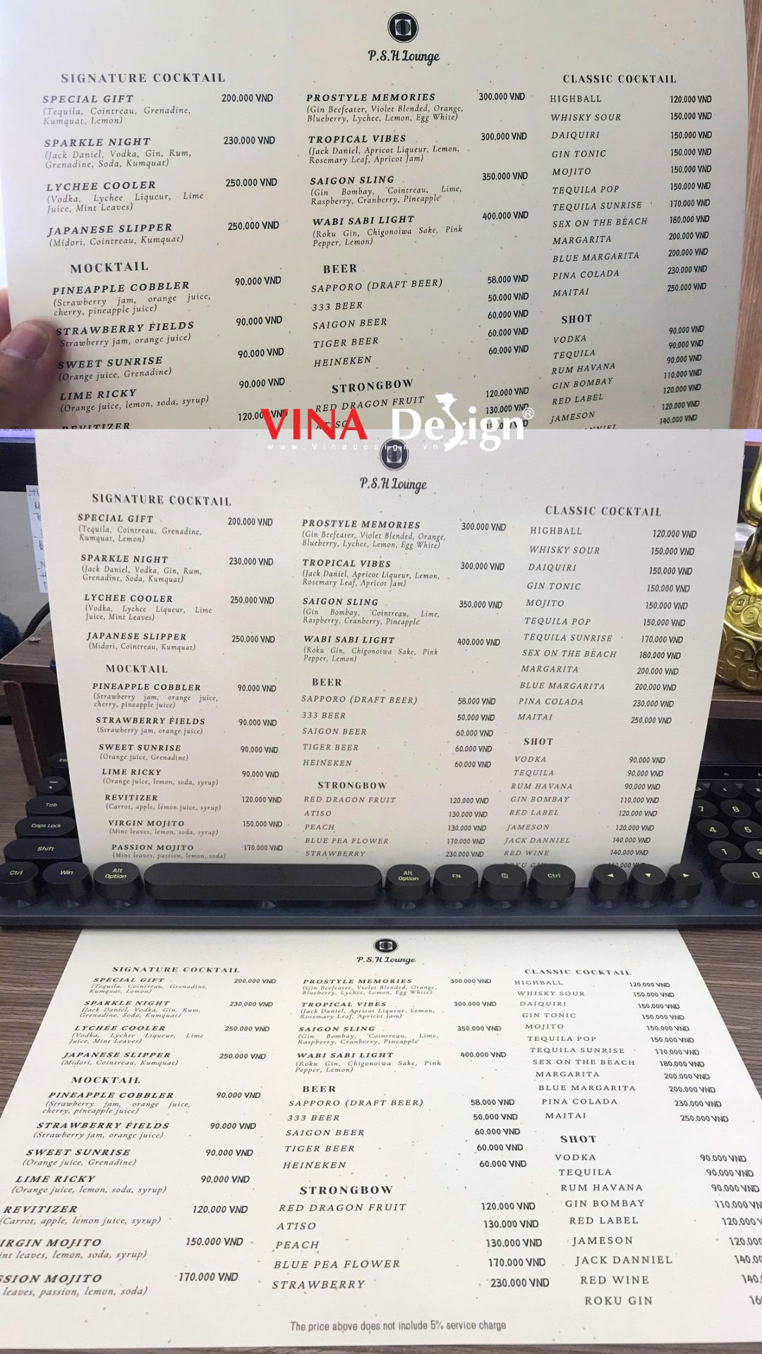 In tờ menu giấy Couche 300gsm khổ A4 theo yêu cầu - VINADESIGN